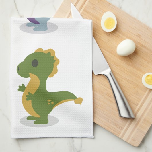 Cute Dinosaur Pair Thunder_Cove Theedoek (Quarter Fold)