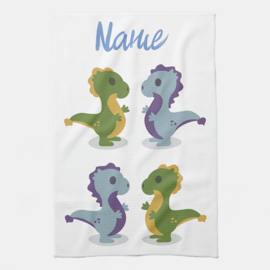 Cute Dinosaur Pair Thunder_Cove Theedoek (Verticaal)