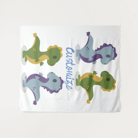 Cute Dinosaur Pair Thunder_Cove Wandkleed (Voorkant (horizontaal))