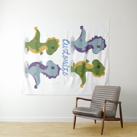 Cute Dinosaur Pair Thunder_Cove Wandkleed (In Situ (horizontaal))