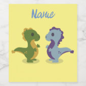 Cute Dinosaur Pair Thunder_Cove Wijn Etiket (Enkel label)