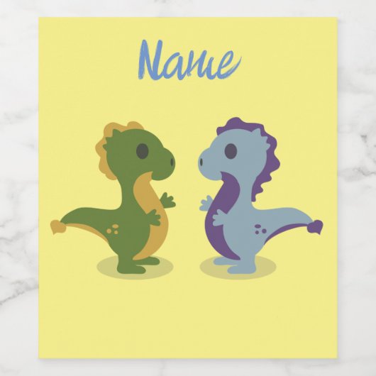 Cute Dinosaur Pair Thunder_Cove Wijn Etiket (Enkel label)