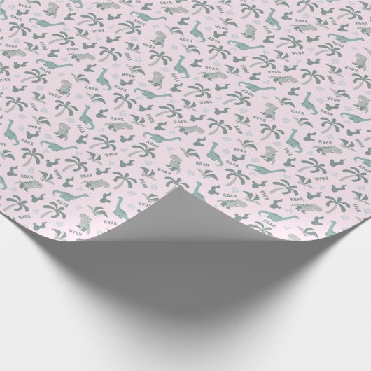Cute Dinosaur Pattern Cadeaupapier (Hoek)
