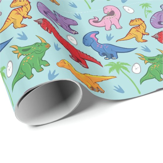 Cute Dinosaur Pattern Cadeaupapier (Rol Hoek)