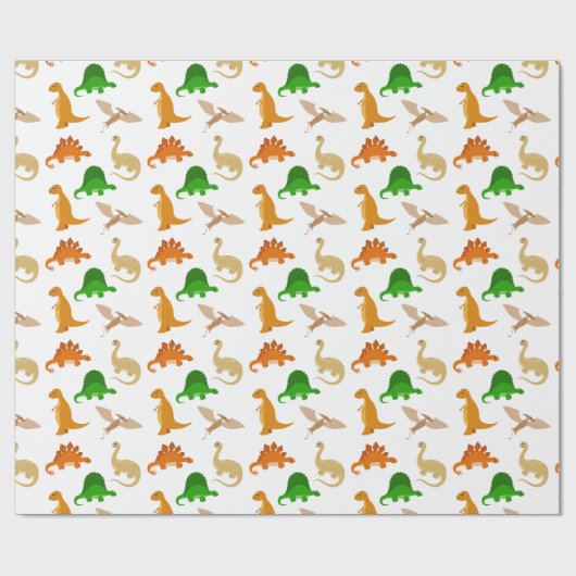 Cute Dinosaur Pattern Cadeaupapier (Vlak)
