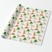 Cute Dinosaur Pattern Cadeaupapier (Uitgerold)