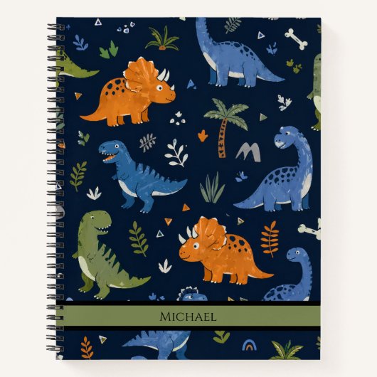 Cute Dinosaur Pattern Colorful  Notitieboek (Voorkant)