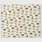 Cute Dinosaur Pattern-Feestdagen Cadeaupapier (Vlak)