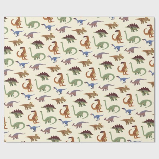 Cute Dinosaur Pattern-Feestdagen Cadeaupapier (Vlak)