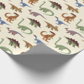 Cute Dinosaur Pattern-Feestdagen Cadeaupapier (Hoek)