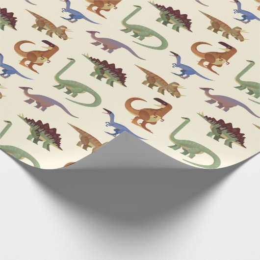 Cute Dinosaur Pattern-Feestdagen Cadeaupapier (Hoek)
