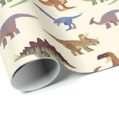Cute Dinosaur Pattern-Feestdagen Cadeaupapier (Rol Hoek)
