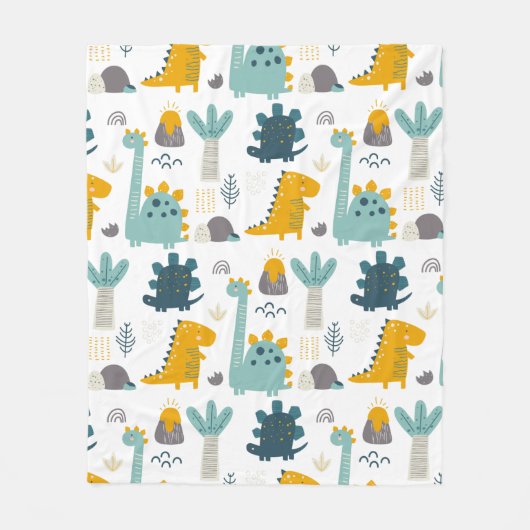 Cute Dinosaur Pattern Fleece Deken (Voorkant)
