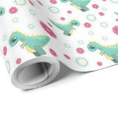 Cute Dinosaur Pattern Gift Wrapping Paper Cadeaupapier (Rol Hoek)