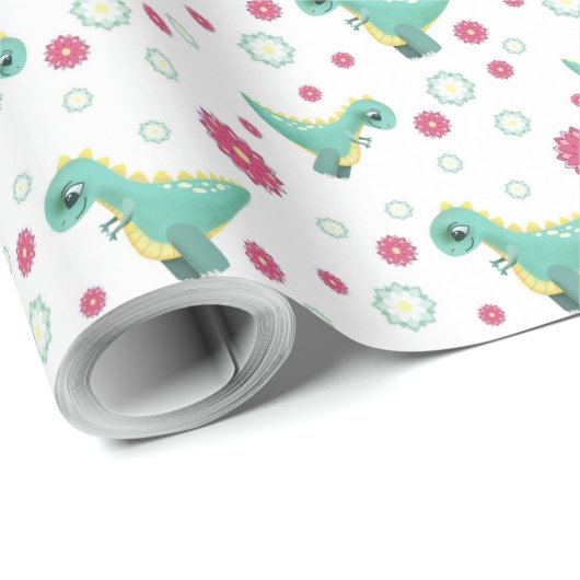 Cute Dinosaur Pattern Gift Wrapping Paper Cadeaupapier (Rol Hoek)