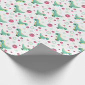 Cute Dinosaur Pattern Gift Wrapping Paper Cadeaupapier (Hoek)