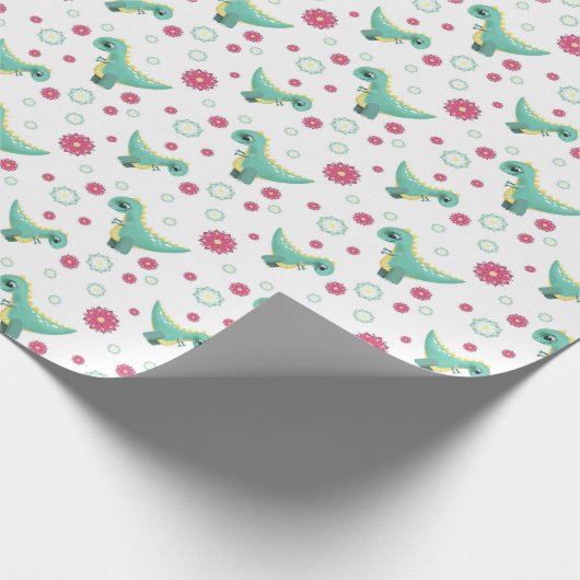 Cute Dinosaur Pattern Gift Wrapping Paper Cadeaupapier (Hoek)