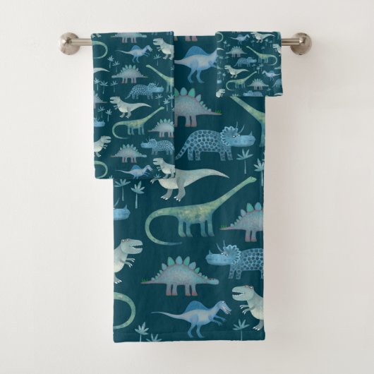 Cute Dinosaur Pattern Green Bad Handdoek (Insitu)