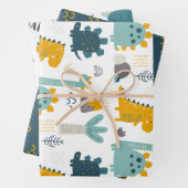 Cute Dinosaur Pattern Inpakpapier Vel (In situ)