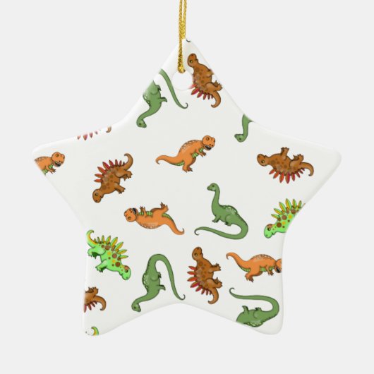 Cute Dinosaur Pattern Keramisch Ornament (Voorkant)