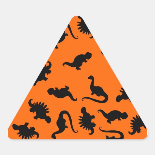 Cute Dinosaur Pattern on Oranje Sticker (Voorkant)