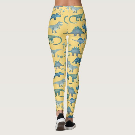 Cute Dinosaur Pattern on Yellow Leggings (Achterkant)
