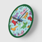 Cute Dinosaur Pattern Ronde Klok (Hoek)