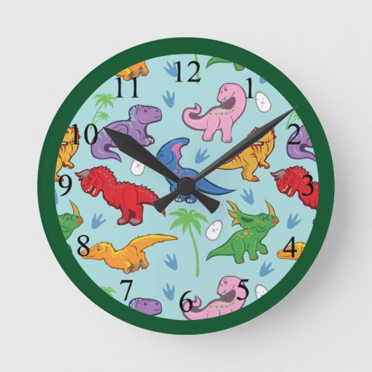 Cute Dinosaur Pattern Ronde Klok (Voorkant)