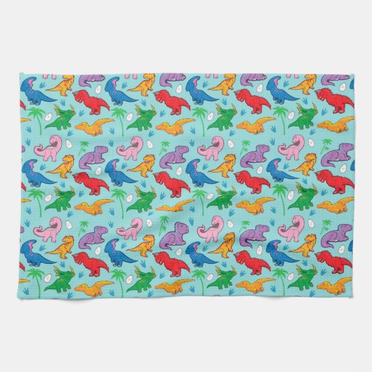 Cute Dinosaur Pattern Theedoek (Horizontaal)