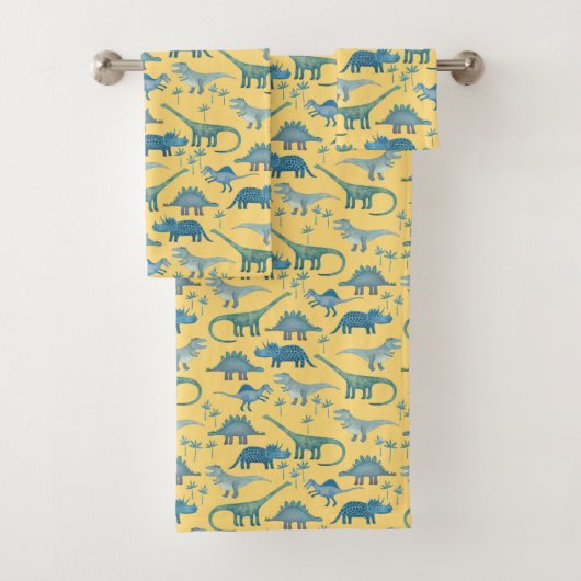 Cute Dinosaur Pattern Yellow Bad Handdoek (Insitu)