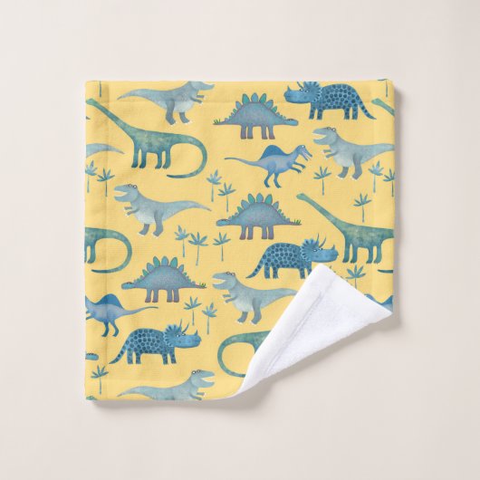 Cute Dinosaur Pattern Yellow Bad Handdoek (Wasdoekje)