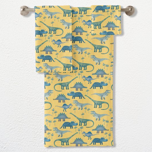Cute Dinosaur Pattern Yellow Bad Handdoek