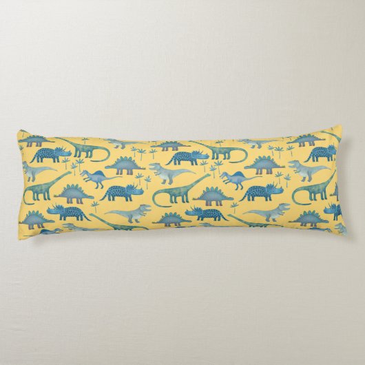 Cute Dinosaur Pattern Yellow Lichaamskussen (Achterkant)