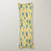 Cute Dinosaur Pattern Yellow Lichaamskussen (Achterkant (Verticaal))