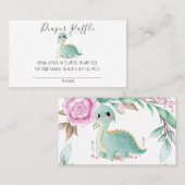 Cute Dinosaur Peony Diaper Raffle Baby shower Bus Visitekaartje (Voorkant / Achterkant)