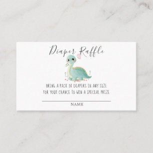 Cute Dinosaur Peony Diaper Raffle Baby shower Bus Visitekaartje