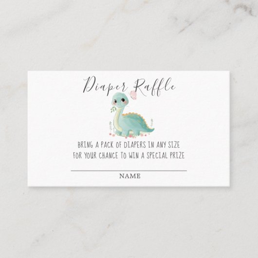 Cute Dinosaur Peony Diaper Raffle Baby shower Bus Visitekaartje (Voorkant)
