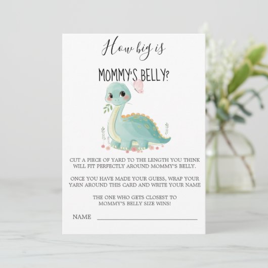 Cute Dinosaur Peony Hoe groot is de Belly Kaart va (Staand voorkant)