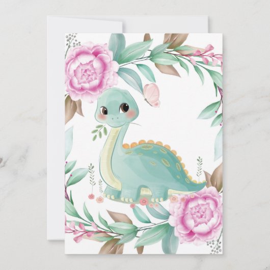 Cute Dinosaur Peony Hoe groot is de Belly Kaart va (Achterkant)