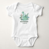 Cute Dinosaur Personalized Baby Bodysuit  (Voorkant)