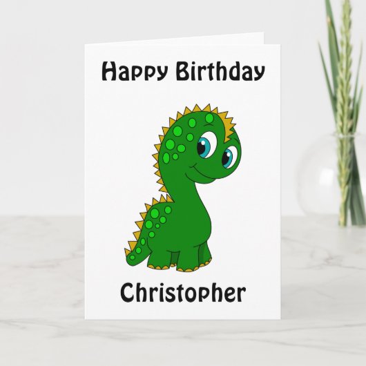 Cute Dinosaur Personalized Birthday Kaart (Voorkant)