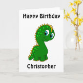Cute Dinosaur Personalized Birthday Kaart (Gele Bloem)