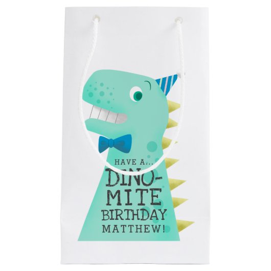 Cute Dinosaur Personalized Birthday Klein Cadeauzakje (Voorkant)