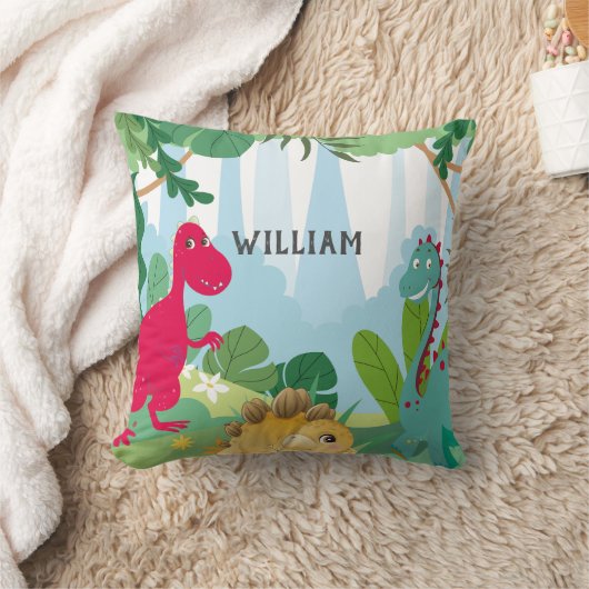 Cute Dinosaur Personalized Name Kids Room Kussen (Deken)