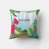 Cute Dinosaur Personalized Name Kids Room Kussen (Achterkant)