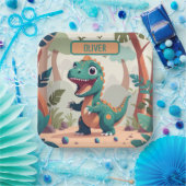 Cute Dinosaur Personalized Papieren Bordje (Feest)