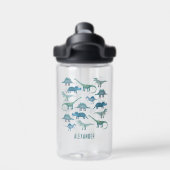 Cute Dinosaur Personalized Waterfles (Achterkant)
