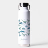 Cute Dinosaur Personalized Waterfles (Front)