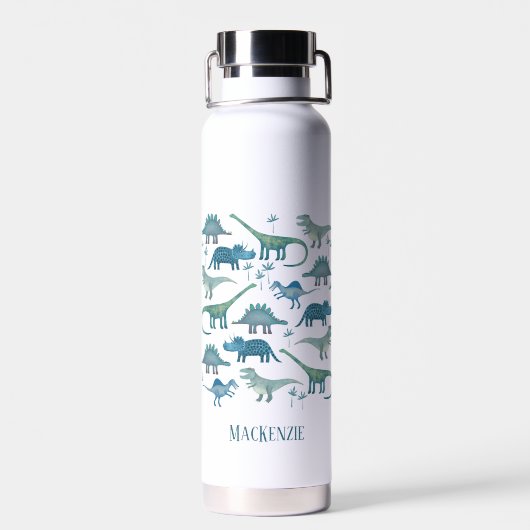 Cute Dinosaur Personalized Waterfles (Achterkant)