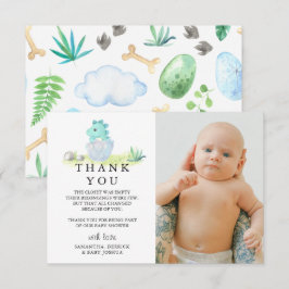 Cute Dinosaur Photo Baby shower Bedankkaart